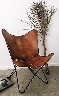 Retro Handmade Leather Butterfly Chair, Handmade Chair, foldable chair