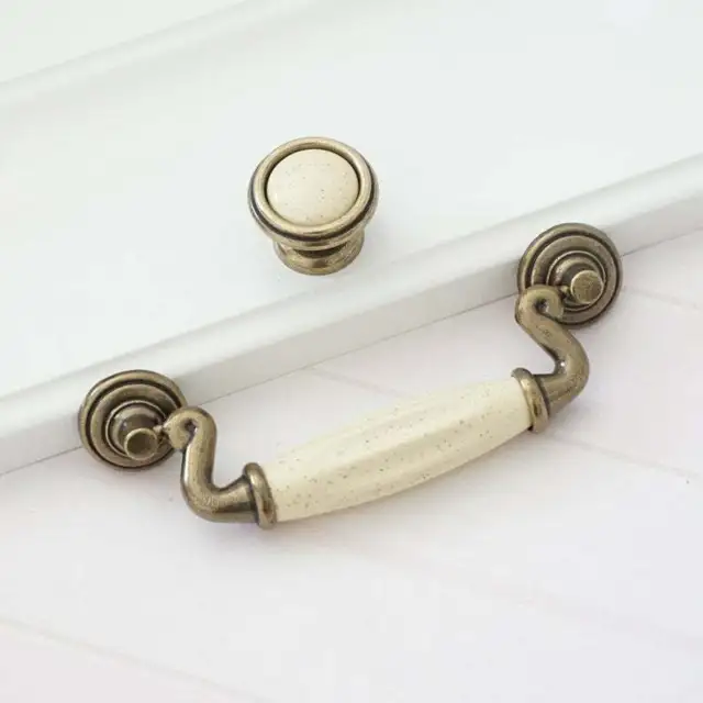 Ceramic Dresser Drawer Pull Handle Knob Drop Bail Antique Kitchen Cabinet Handle