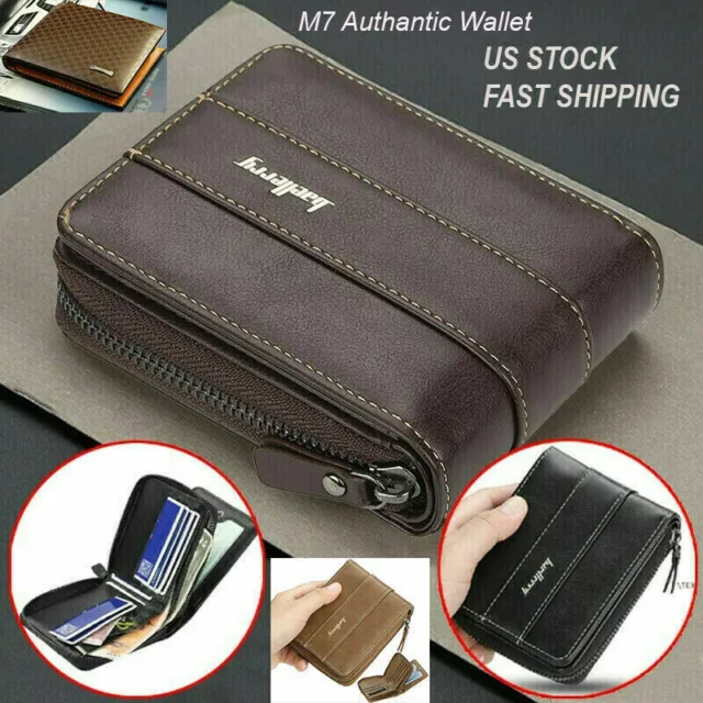 Men Men's S1 Leather Wallet ID Credit Card Holder Clutch Bifold Zipper Coin