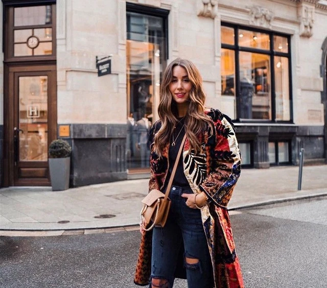 VESTE MANTEAU PATCHWORK Femme Zara Neuve Pompons Kimono