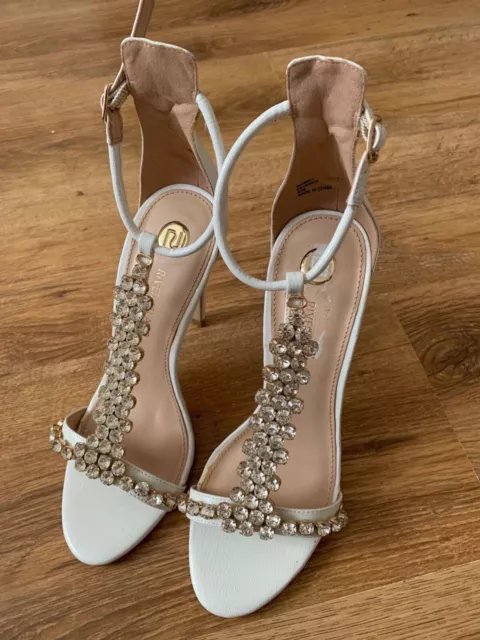 River Island Barely There White Embellished Sandals Shoes Wedding Bridal Prom 5 2