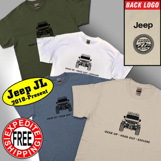 Jeep Style Tshirt Wrangler Rubicon Sahara JL Trail Rated 4x4 Badge Offroad Gift