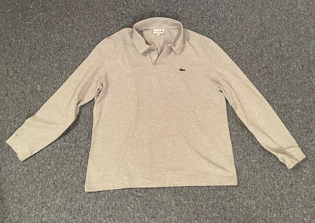 Lacoste Poloshirt hellgrau mit langen Ärmeln Gr. XXL (7)