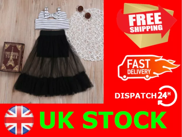 Girls Toddlers Dress Stripe Tops Shorts Skirts Summer Outfits Set Clothes Black