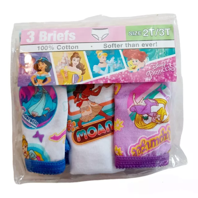 DISNEY PRINCESS GIRLS 3 Pack Briefs/Underwear-2T/3T-Rapunzel-Cinderella ...