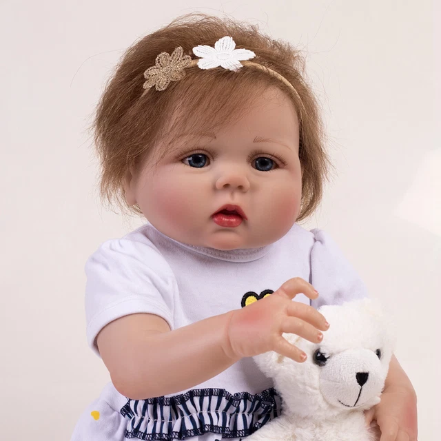 22" Lifelike Reborn Baby Dolls Full Body Vinyl Silicone Newborn Girl Doll Xmas