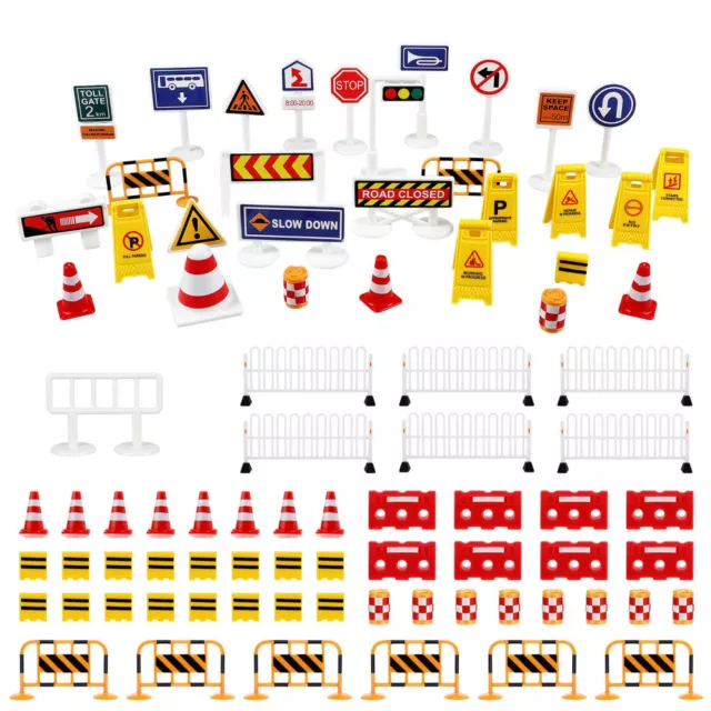 78pcs Traffic Road Signs Playset Miniature Plastic Street Signs Simulation-DH