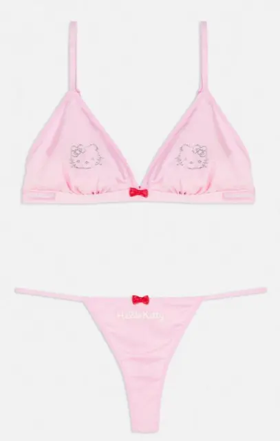 Hello Kitty Bralette Thong Underwear Bra Set Size 6-16 XS-L