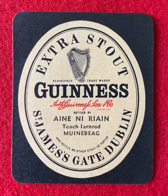 Guinness Bottle Label , Muinbeag , Co. Carlow , Ireland, Brewery, Vintage.