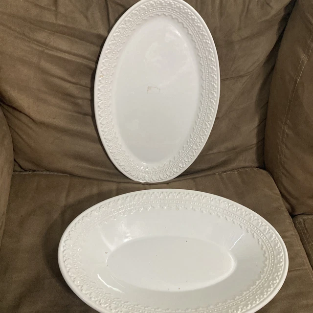 Ceriart S.A. Portugal White Platter 14" & Platter Bowl 14 1/2