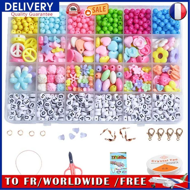 Bracelet Making Beads Kit Colorful Mixed Glass Beads DIY Jewelry Set (A)