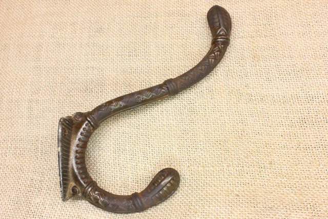 Old Bath Robe Large Coat Hook Harness Tack Hanger 6” Heavy Vintage Decorated
