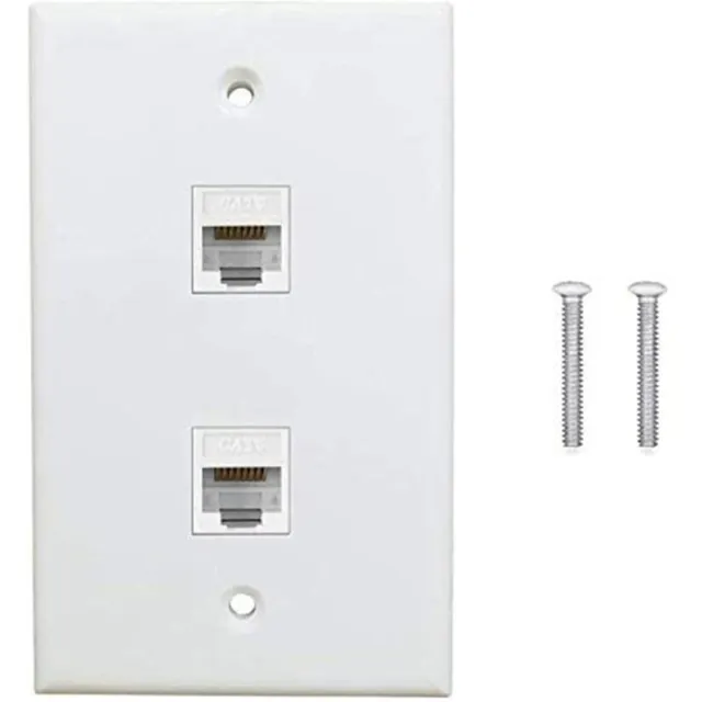 1 Pack 2 Port Ethernet Wall Plate, Cat6 Female to Female Wall Jack RJ45 2672