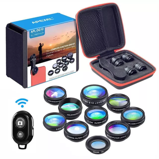 Apexel  Phone Camera Lens Kit fisheye Wide Angle Macro lens  for iPhone Android