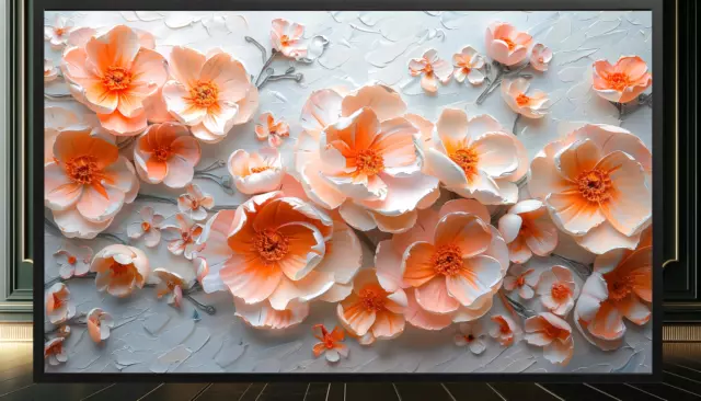 Wandbilder Blumen 3D-Effekt Petalen Orange Kunstwerk Wanddekoration Dekorativ