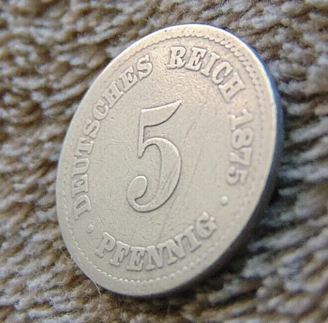 Münzen, Eine Münze über 5 Pfennig *Deutsches Reich *A* 1875 Jahr! Kaiserreich!