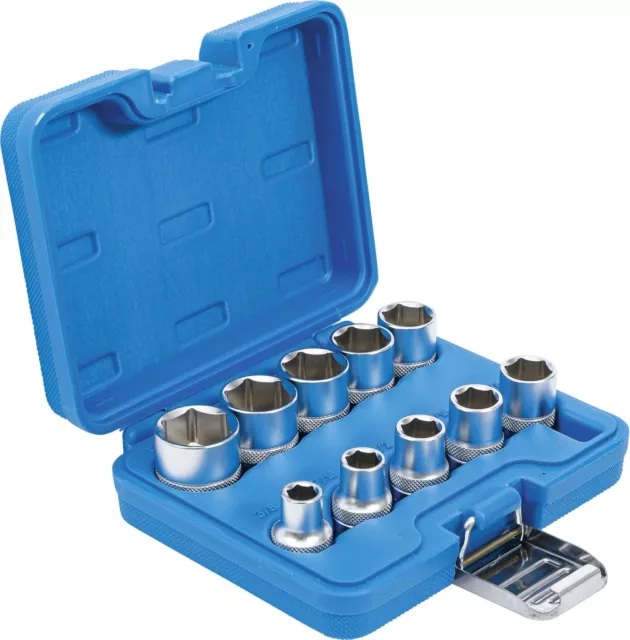 Coffret jeu 10 douilles 1/2" US-GB en pouces 6 pans de 3/8" à 15/16" clé cliquet