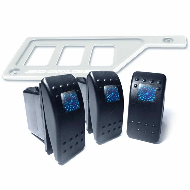 WHITE Left Dash Switch Panel Plate for Polaris RZR - 3 Rocker Switches Included