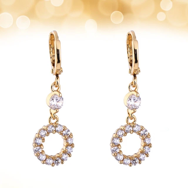 Paire De Boucles D'oreilles Plaque Or Rondes Avec Diamants Blancs CZ - Pour Homme, Femme, Ado - Fermoir à Clous, Neuf Avec étiquettes