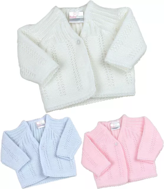 BabyPrem Baby Boys Girls Clothes Premature Tiny Blue Pink White Cardigan 3 - 8lb