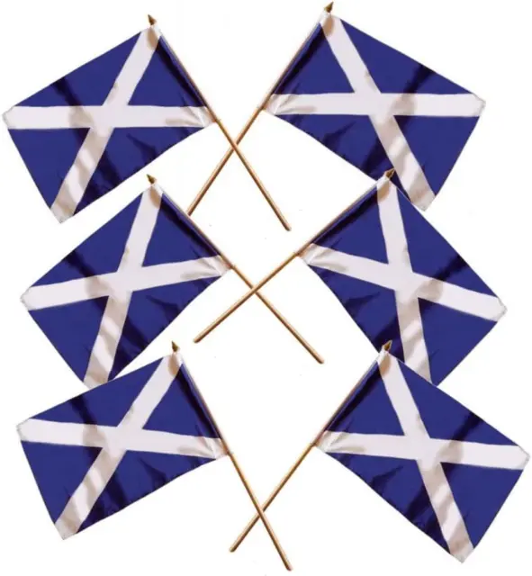 4 X ST ANDREWS SMALL HAND WAVING FLAG 6" x 4" Light Blue Scotland Andrew Cross