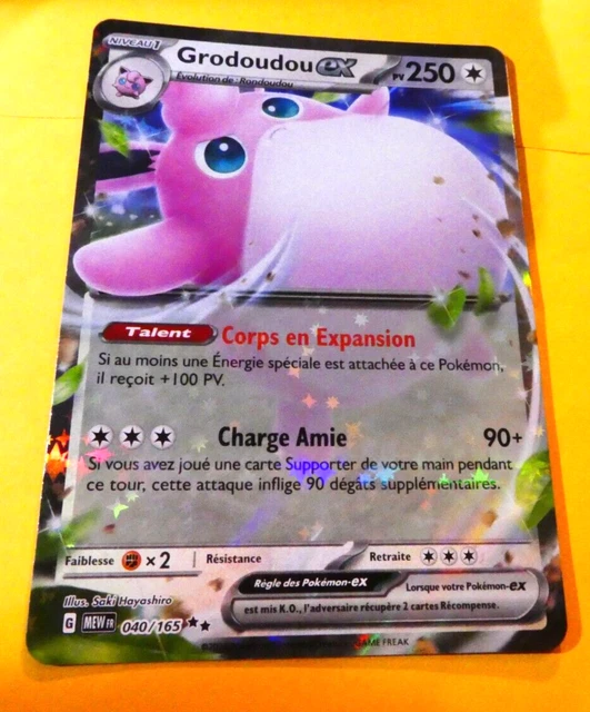 Pokemon 151 Card Secret Rare Holo Card Fr GRODOUDOU 040/165 EX MEW FR Mint