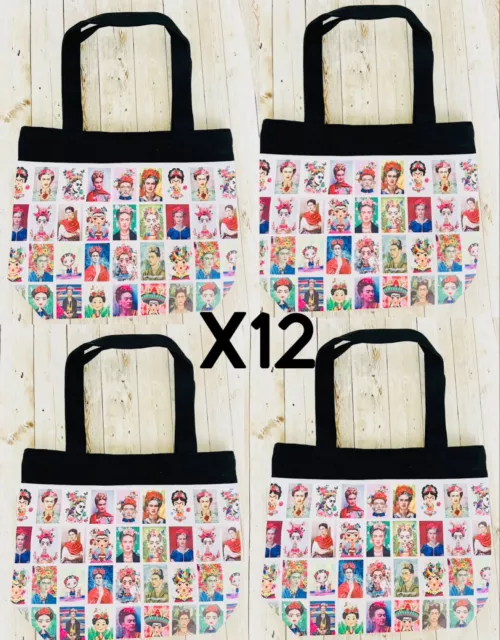 12x Lot of 12 Frida Kahlo Tote Bag 12x14 Inches Lote de 12 Bolsas de Frida Kahlo