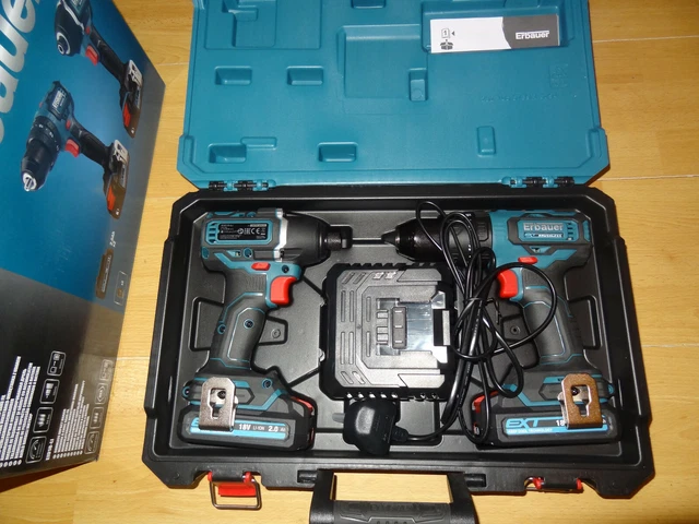 ERBAUER COMBI DRILL ECD18 Li 2 Impact Driver EID18 Li AND 2 x