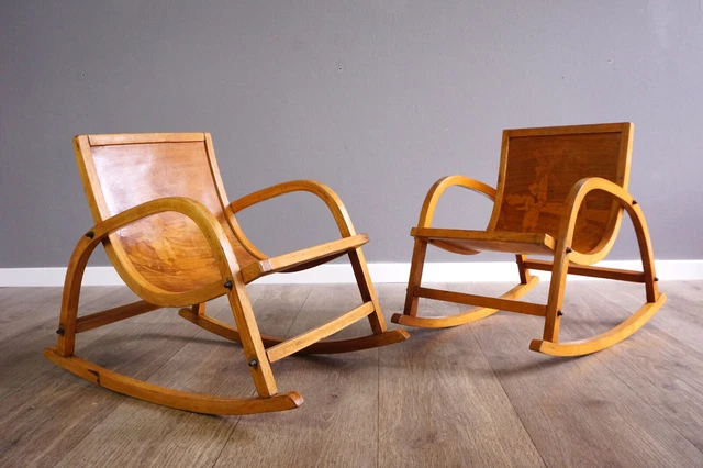 1 Kinder Schaukelstuhl Bauhaus Design 30er 50er Rocking Chair Streamline