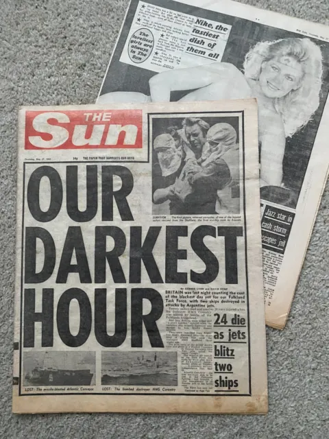 The Sun Newspaper 27th May 1982 Falklands Page 3 Nike COMPLETE