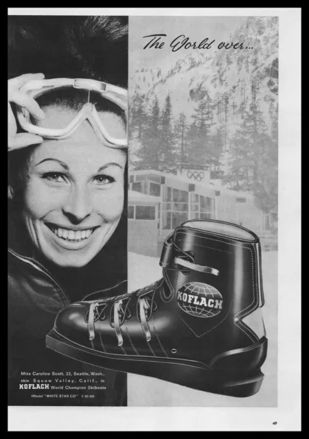 1963 Caroline Scott Seattle Washington Photo Koflach Ski Boots Vintage Print Ad