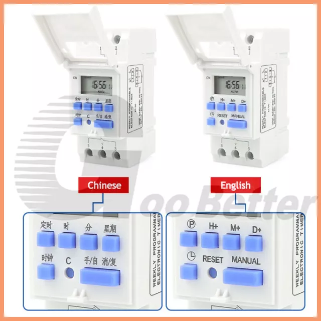 Programmable Digital Time Relay Timer Switch 24hr 7Day Control 35mm DIN Rail