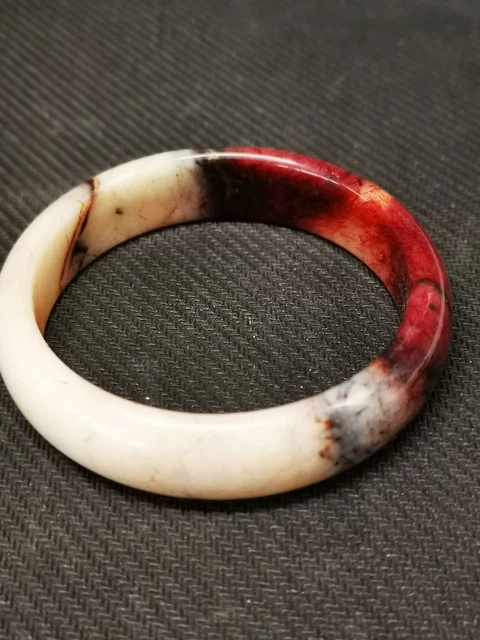 Quality Color Exquisite Natural Old Jade Hand Polished Red Bracelet F10