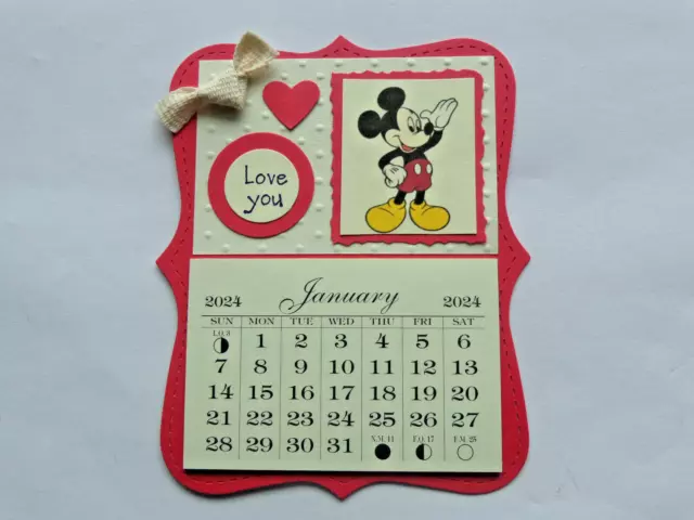 Disney Mickey Mouse Love You 2024 Mini Magnetic Calendar Monthly Tear Off Pages