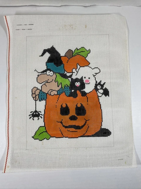 Lienzo de aguja pintado a mano de bruja y calabaza caprichoso 14 unidades
