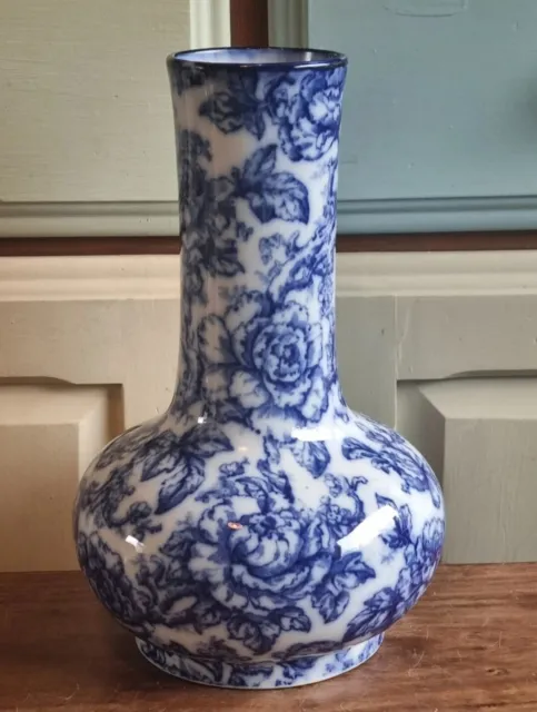 losol ware keeling co blue white vase large cavendish floral antique english