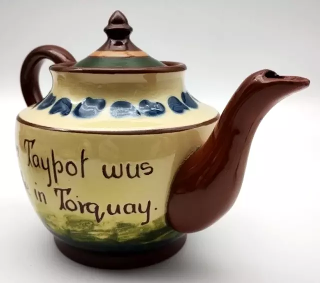 Teapot Longpark Pottery Made In Torquay Motto Ware Cockerel Devon Vtg Watcombe 3