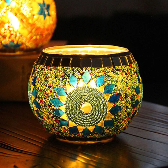 Candle Holder Craft Glass Sun Flower Pattern Glass Candle Holder For Decoration