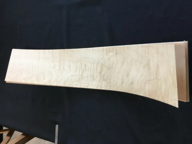 Curly Maple Raw Wood Veneer Sheets 5 x 24 inches 1/42nd Lot 56