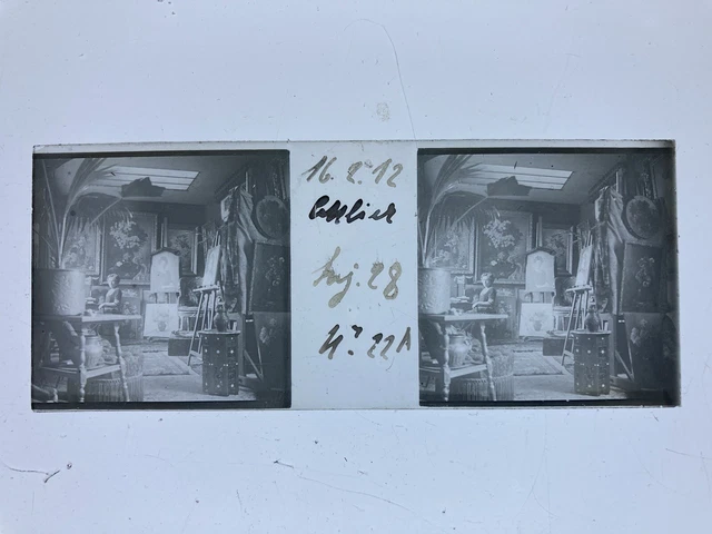 PHOTO STEREO PLAQUE De Verre 45X107 -Scene De Chasse- Circa 1900 EUR 25