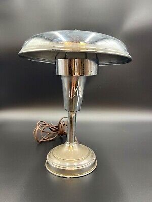 Art Deco Style Lamp Table Atomic Age Design Mushroom Metal Chrome on Metal 2