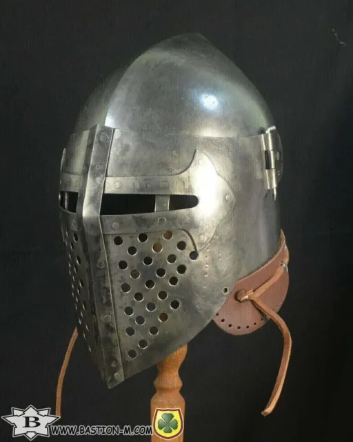 Bascinet Medieval Helmet Armour Buhurt Helmet Knight Battle Larp Steel X-MASS GF