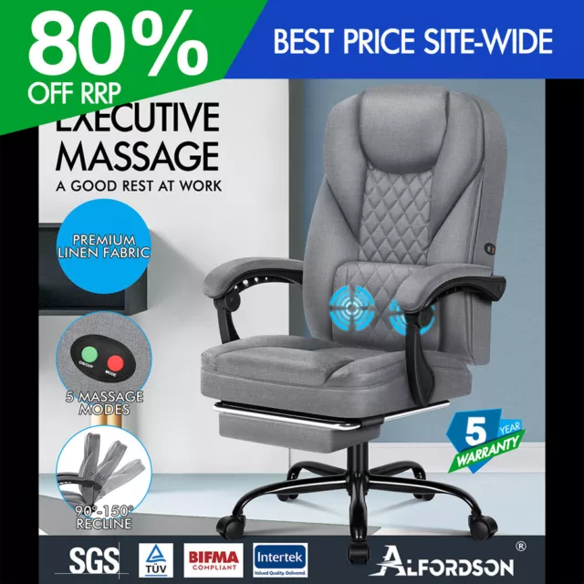 ALFORDSON Massage Office Chair Executive Fabric Seat Gaming Recliner Computer