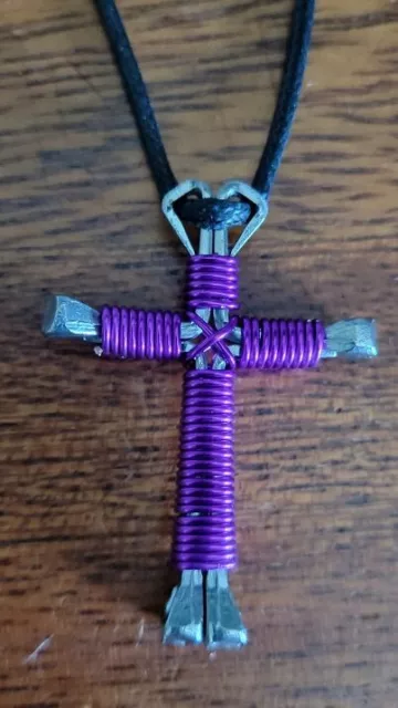 Horseshoe Nail Disciple Cross Necklace (Amethyst) Buy 3 Get 1 FREE!! Hand Made
