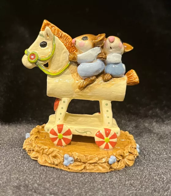 Wee Forest Folk M-065 Mousey Express Mice Riding Hobby Horse Retired Signed AP