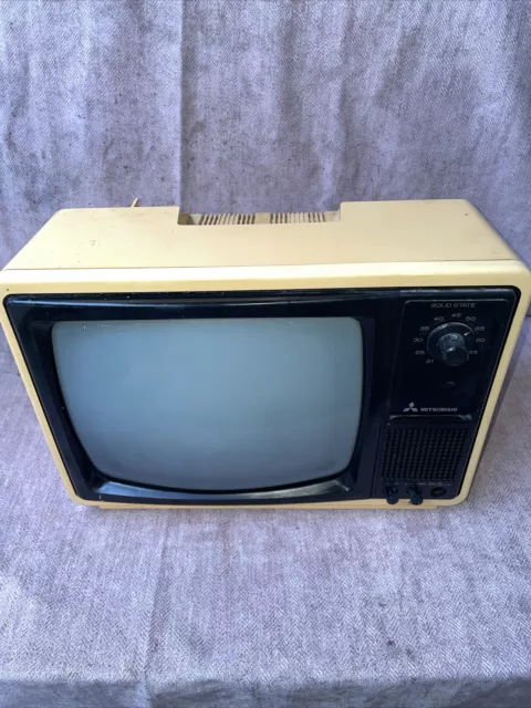 Vintage Mitsubishi BB-1204B schwarz & weiß CRT TV 12" 12 Zoll getestet und funktionsfähig