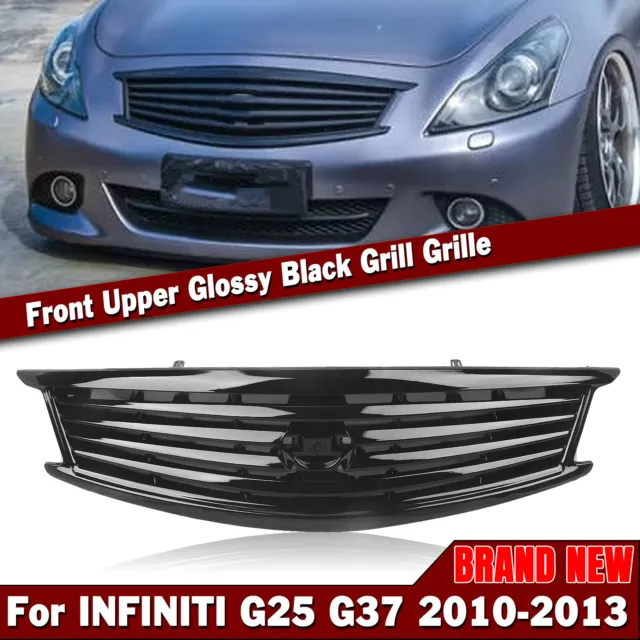 Black Front Bumper Upper Grille Mesh For Infiniti G37 G25 2010-2013 Q40 Sedan