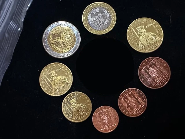 Lot Rare Pièces D'essai Andorre 2003 - 8 Pièces De 1 Centime à 2 Euros - Collection Numismatique