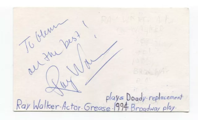 Ray Walker Signed 3x5 Index Card Autographed Actor Grease Play
