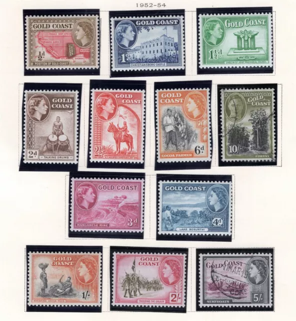 Gold Coast Stamp Scott #148-159, Queen, Complete Set of 12, MNH & Used SCV$45.90